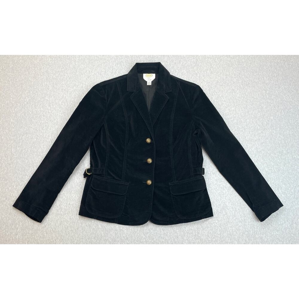 Talbots Blazer Womens 8 Black Cotton Blend Stretch 3-Button Single Breasted VTG